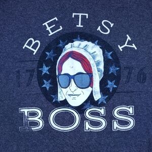 Betsy Ross Boss 1776 t shirt XL women's blue gray women's rights USA america